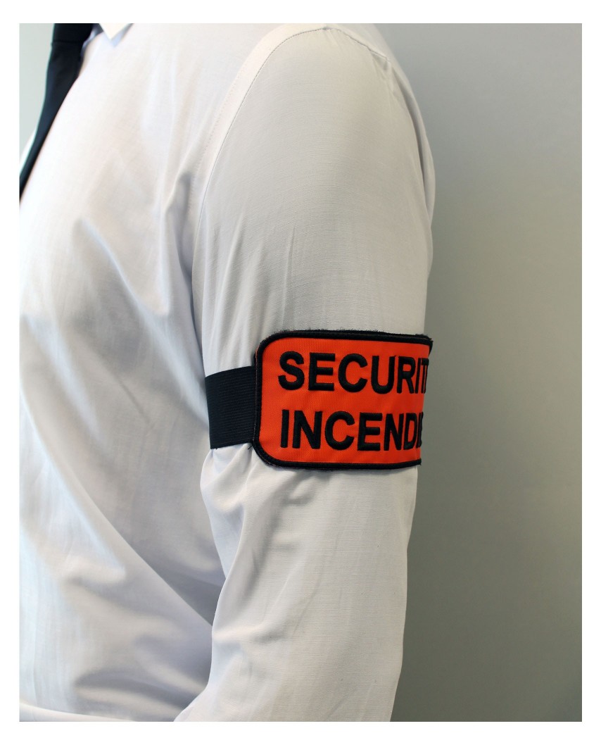 brassard de sécurité haute visiblité pour vigiles agents de sécurité -  coloris blanc texte noir
